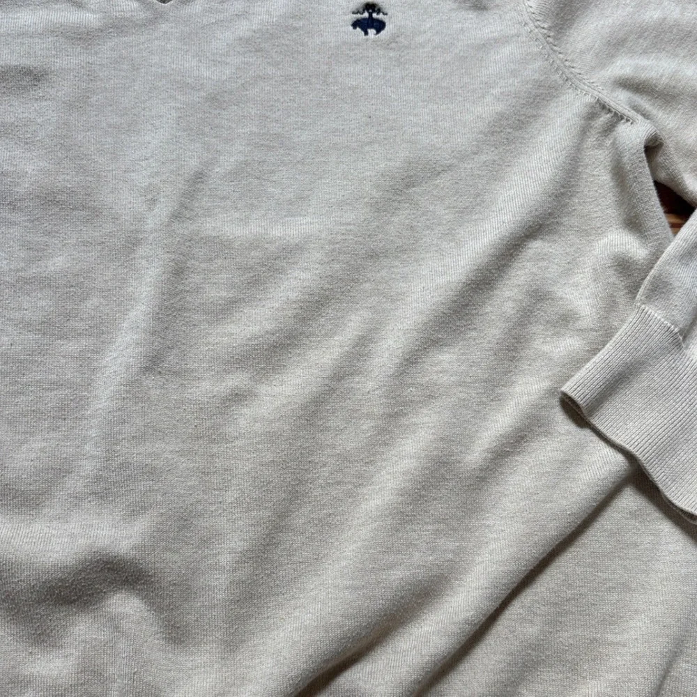 Brooks Brothers Sweater Mens Beige Good Supima Cotton V-Neck Pullover SIZE L